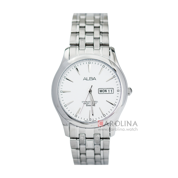 Jam Tangan Alba AXND53X1 Men White Dial Stainless Steel Strap