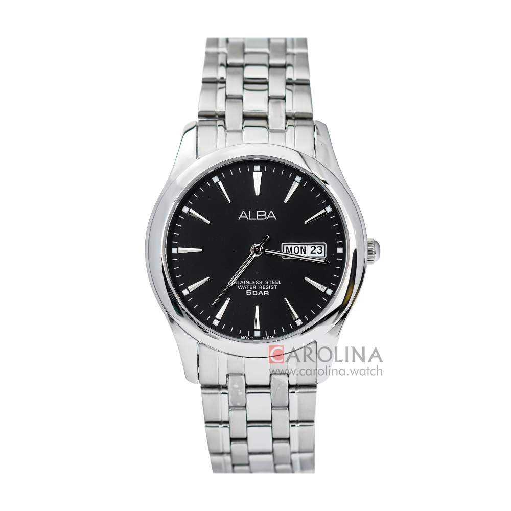 Jam Tangan Alba AXND55X1 Men Black Dial Stainless Steel Strap