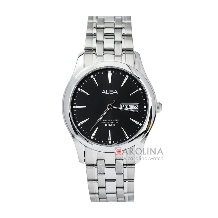 Jam Tangan Alba AXND55X1 Men Black Dial Stainless Steel Strap