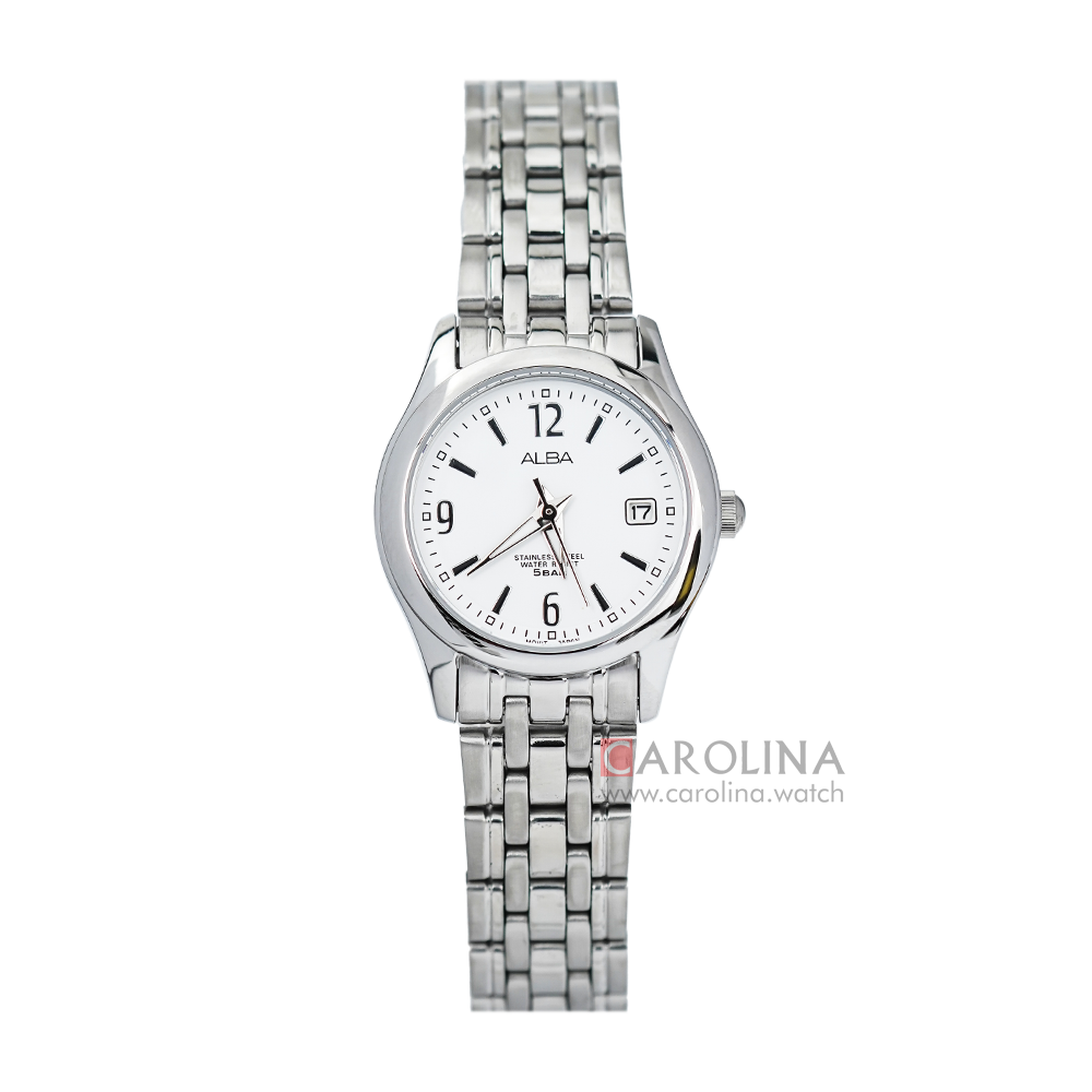 Jam Tangan ALBA Fashion AXT863X1 Women White Dial Stainless Steel Strap