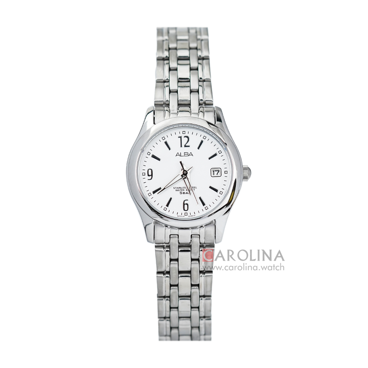 Jam Tangan ALBA Fashion AXT863X1 Women White Dial Stainless Steel Strap