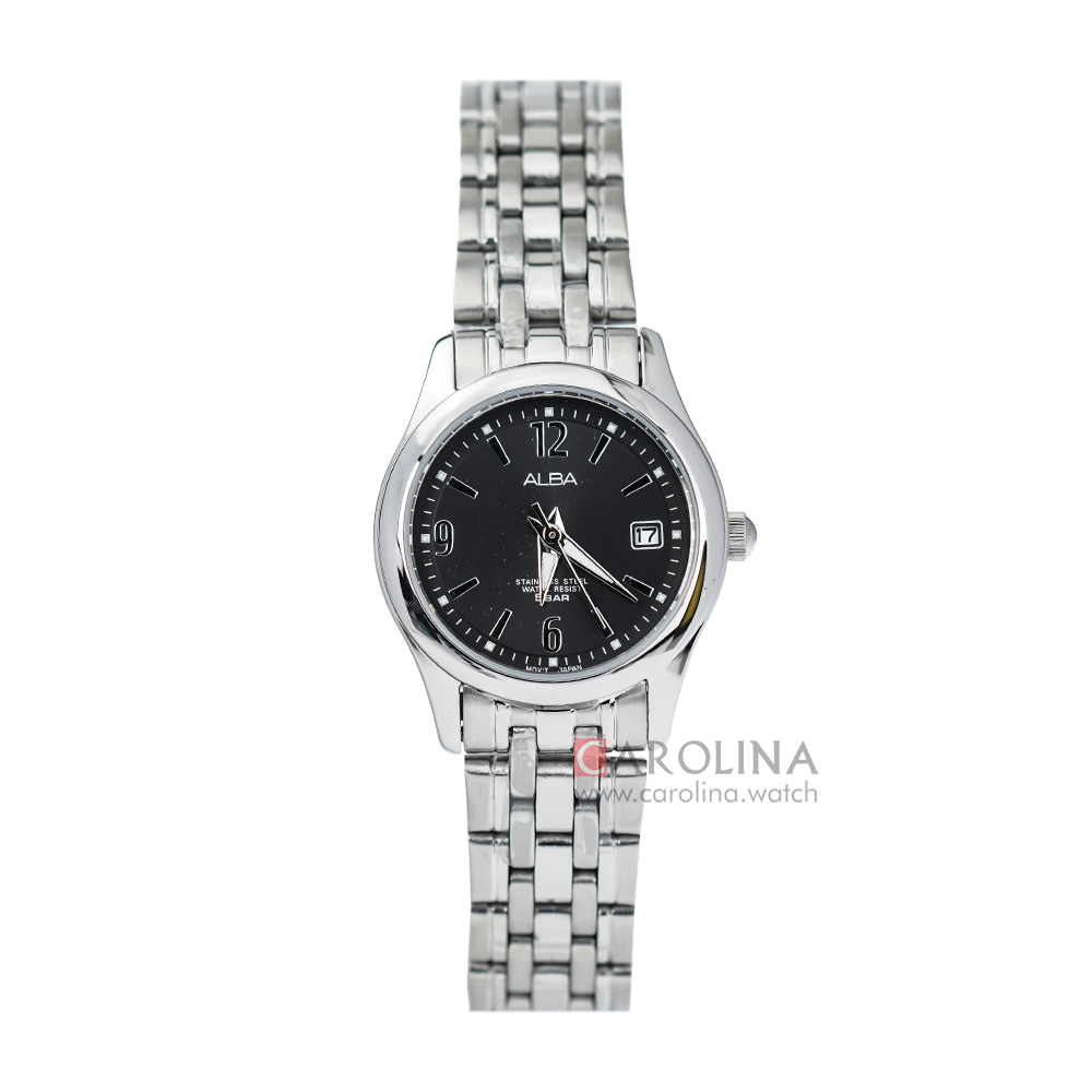 Jam Tangan ALBA AXT865X1 Women Black Dial Stainless Steel Strap