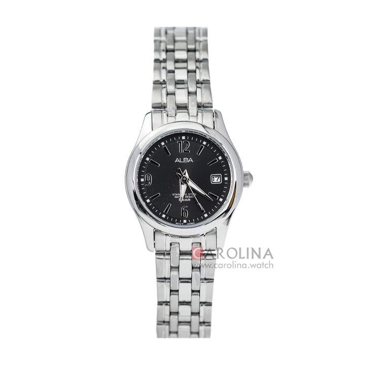 Jam Tangan ALBA AXT865X1 Women Black Dial Stainless Steel Strap