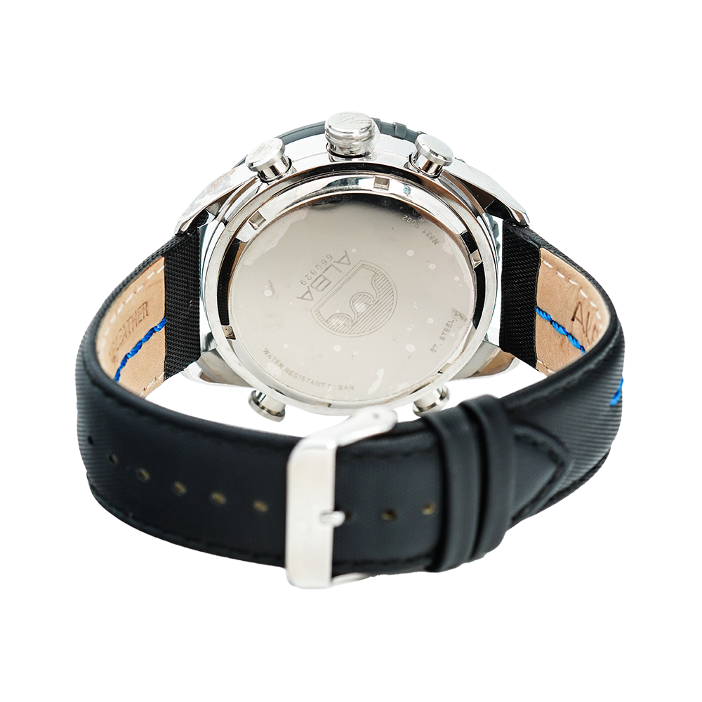 Jam Tangan ALBA Signa AZ4021X1 Men Blue Digital Analog Dial Black Leather Strap