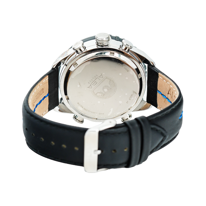 Jam Tangan ALBA Signa AZ4021X1 Men Blue Digital Analog Dial Black Leather Strap