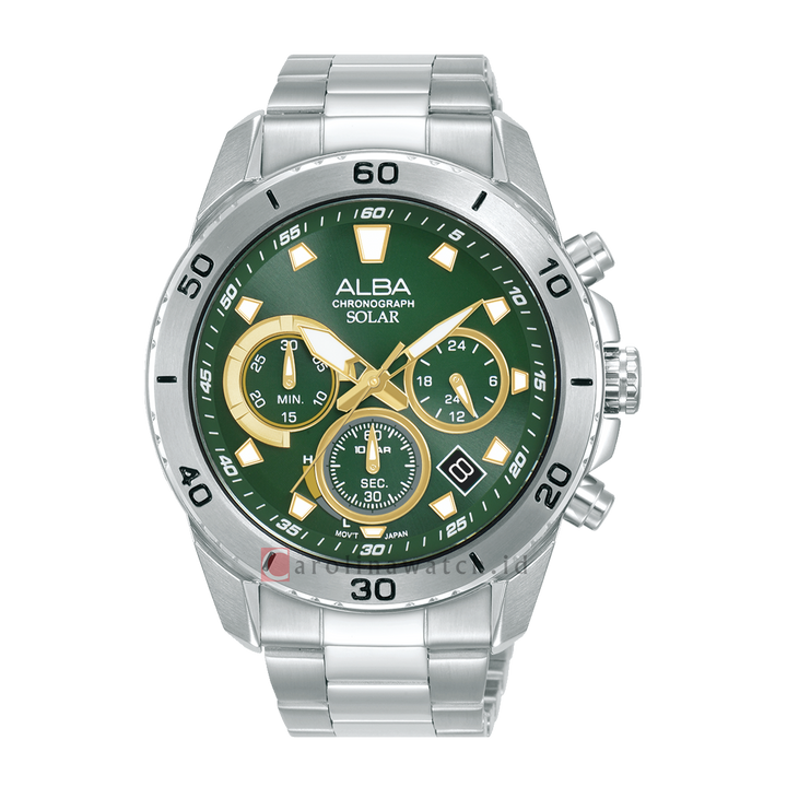 Jam Tangan Alba Active AZ5011X1 Men Green Dial Stainless Steel Strap