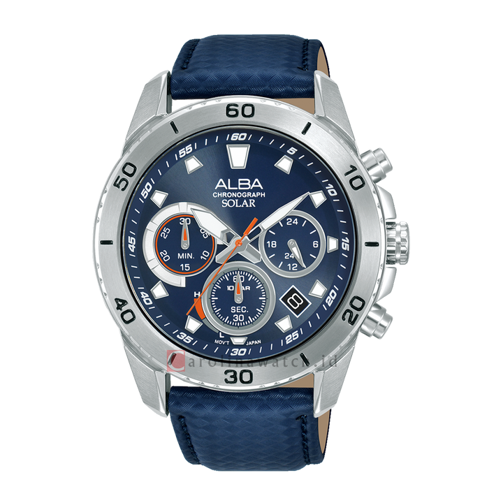 Jam Tangan Alba Active AZ5017X1 Men Blue Dial Blue Leather Strap