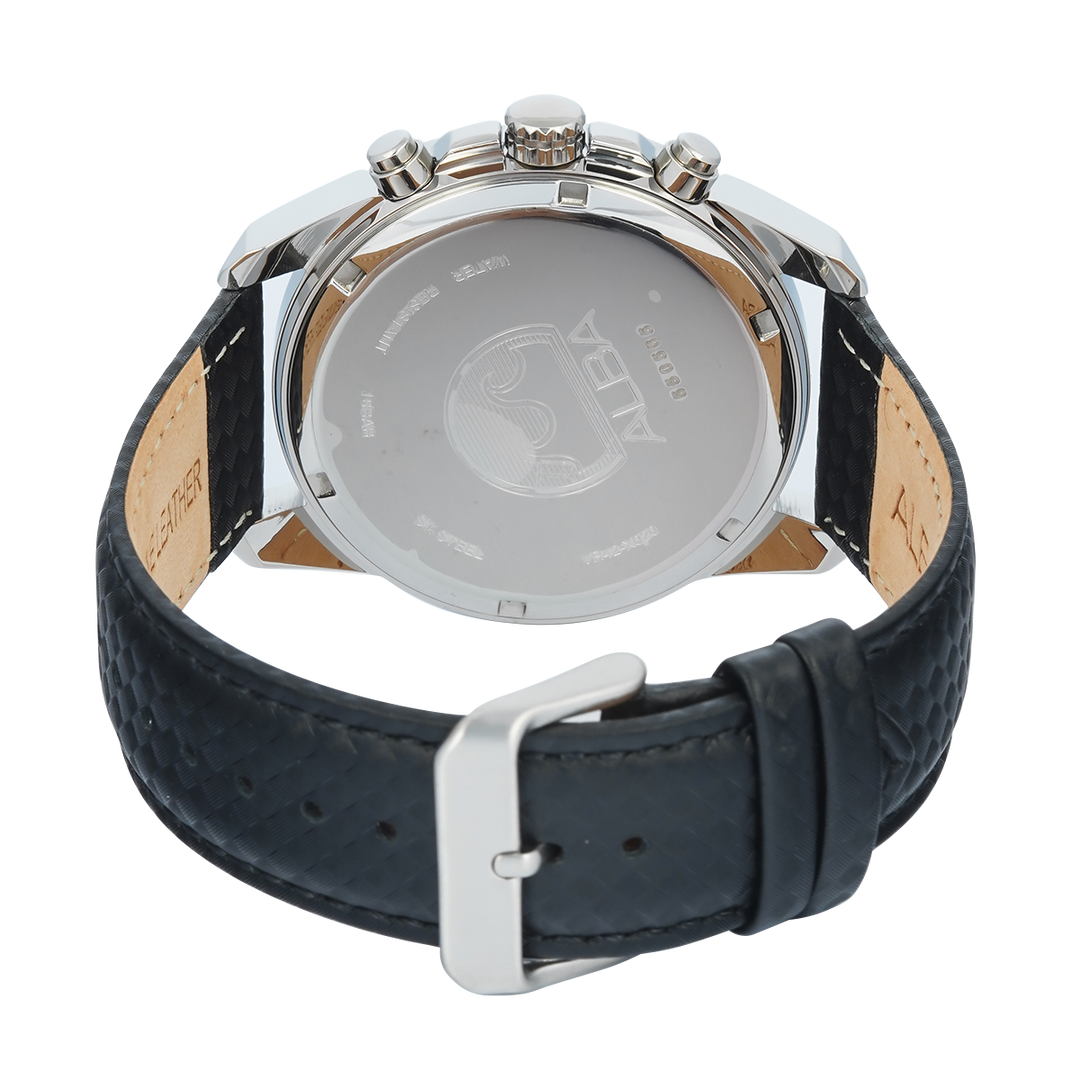 Jam Tangan Alba Active AZ5019X1 Men Black Dial Black Leather Strap