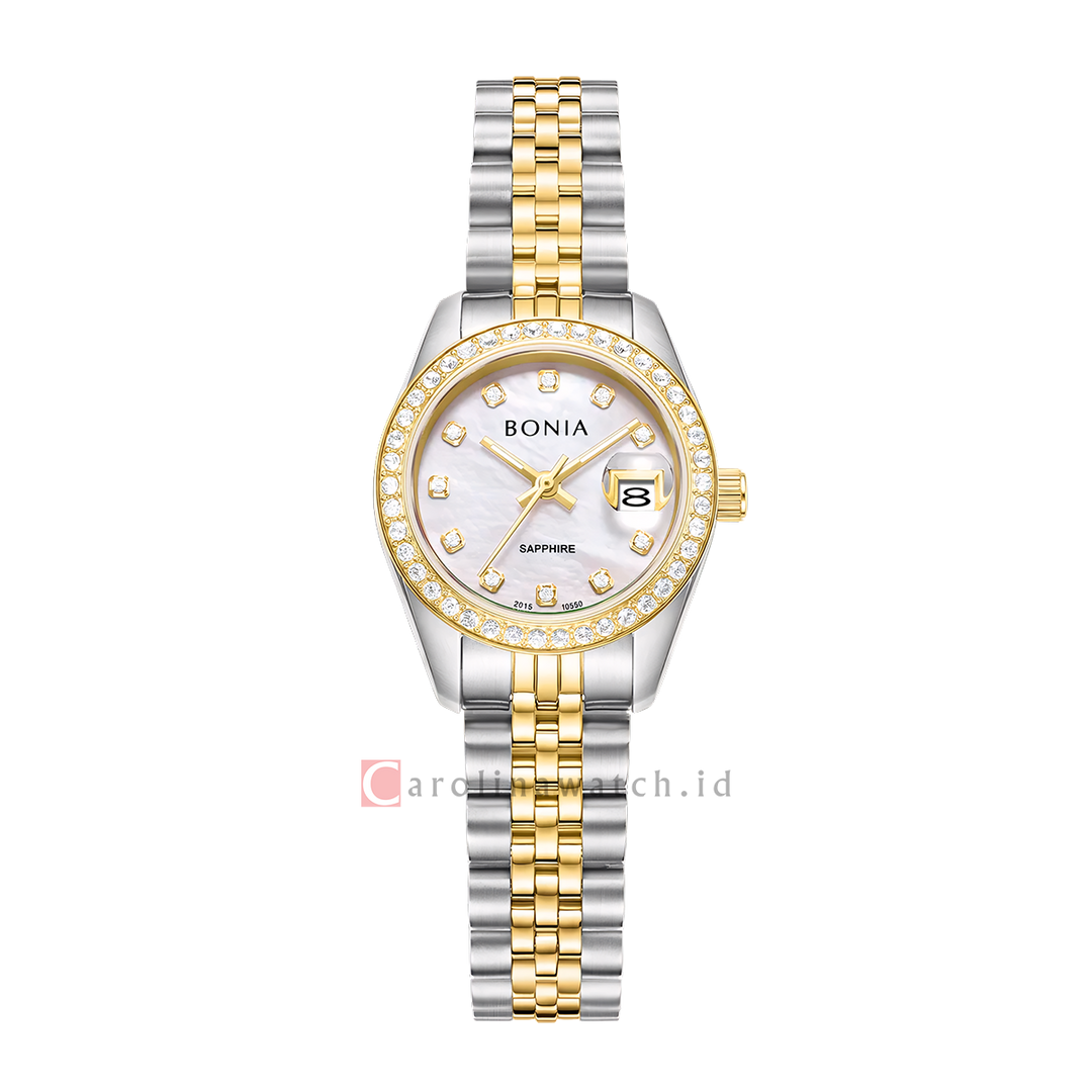 Jam Tangan BONIA Noble B10550-2157S Women White Dial Dual Tone Stainless Steel Strap