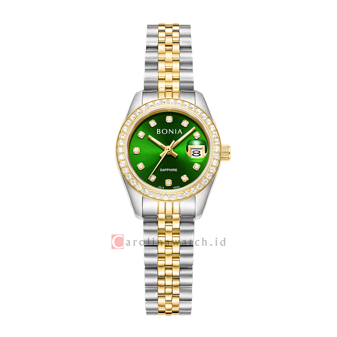Jam Tangan BONIA Noble B10550-2197S Women Green Dial Dual Tone Stainless Steel Strap