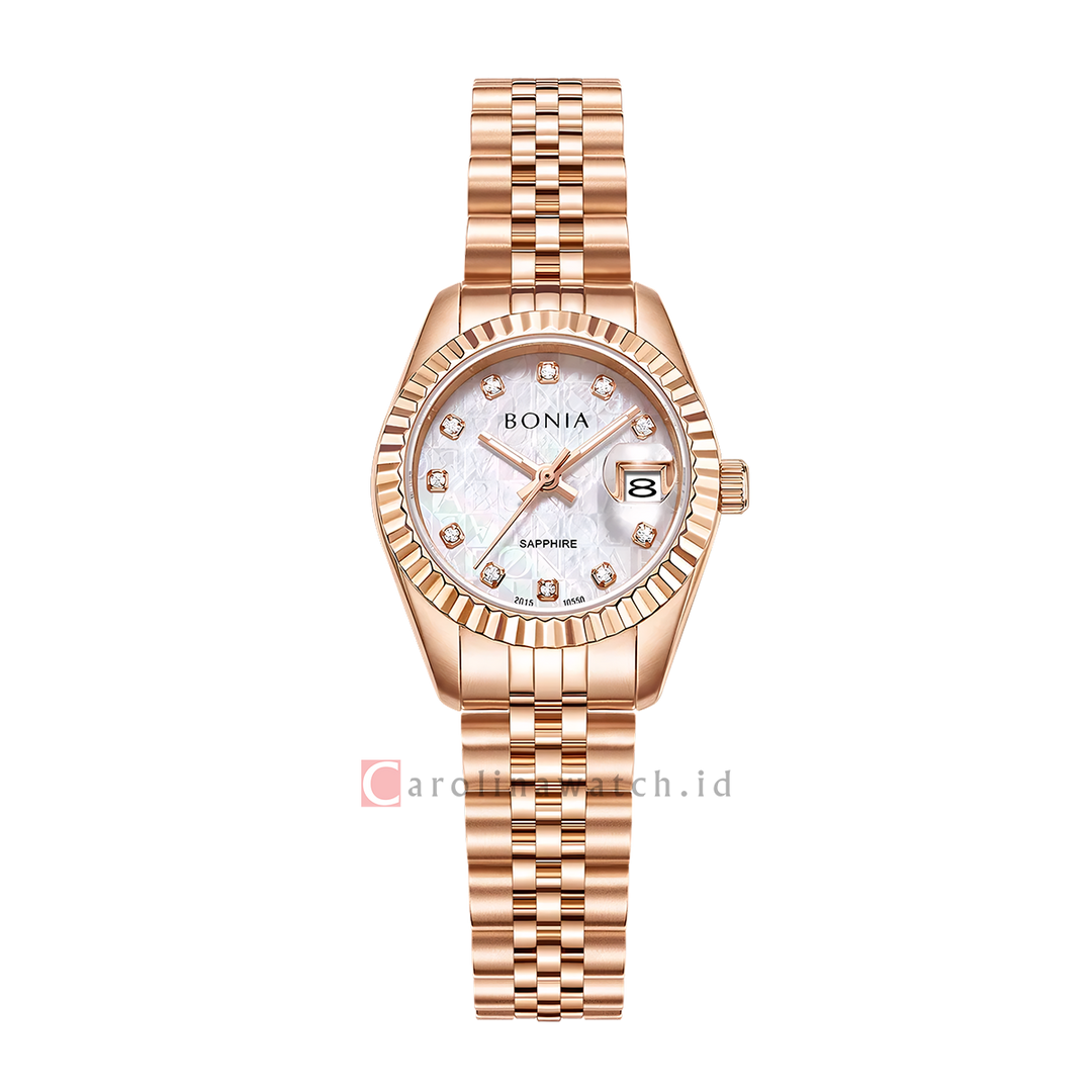 Jam Tangan BONIA Noble B10550-2557 Women White Dial Rose Gold Stainless Steel Strap