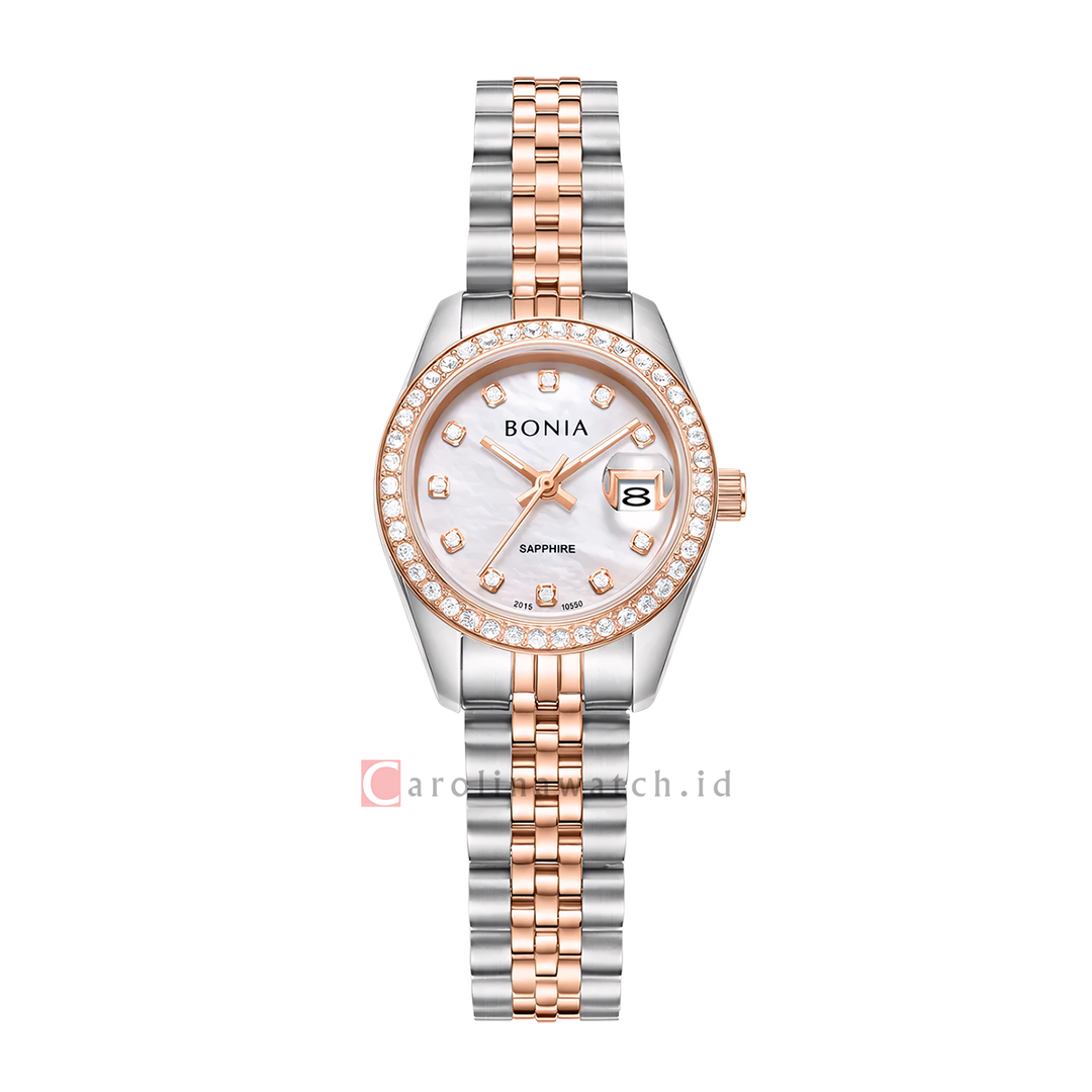 Jam Tangan BONIA Noble B10550-2657S Women White Dial Dual Tone Stainless Steel Strap
