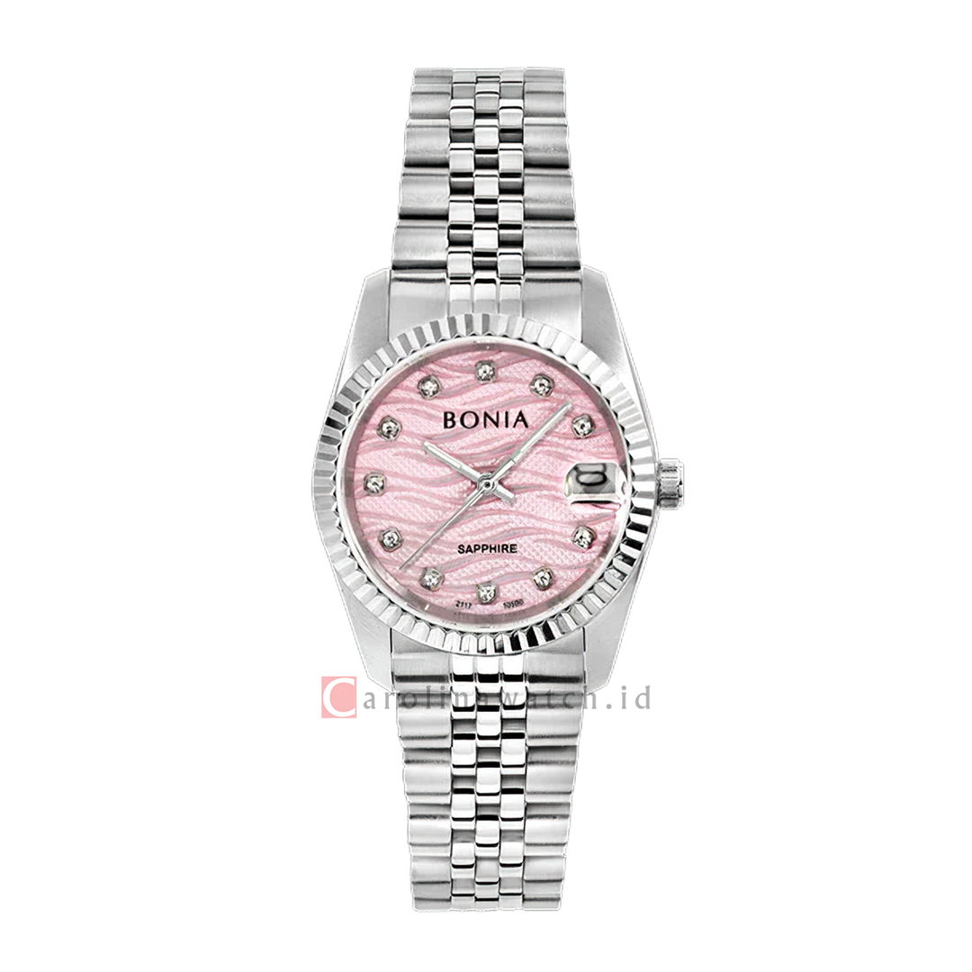 Jam Tangan BONIA B10550-3327 Elegance Women Pink Dial Stainless Steel Strap