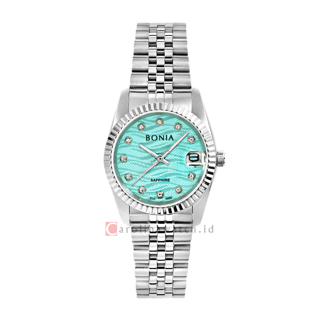 Jam Tangan BONIA B10550-3387 Elegance Women Turquoise Dial Stainless Steel Strap