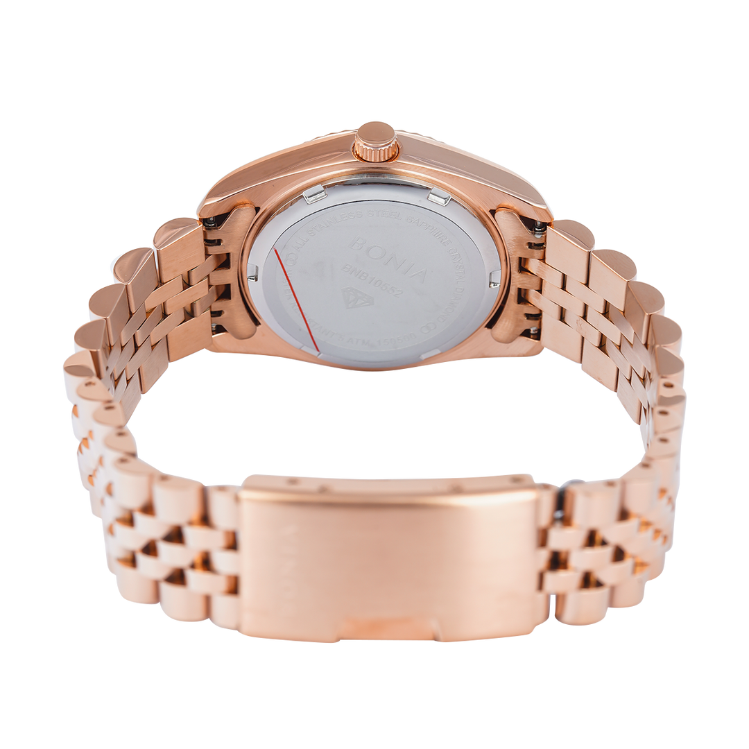 Jam Tangan BONIA B10552-3553 Women White Dial Rose Gold Stainless Steel Strap