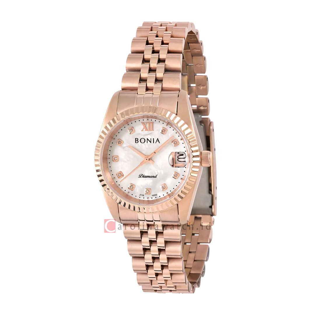 Jam Tangan Bonia Noble B10552-3557 Women White MOP Dial Rose Gold Stainless Steel Strap