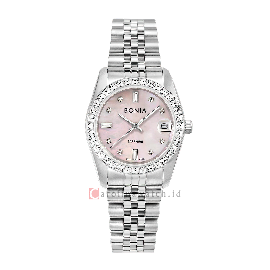 Jam Tangan BONIA B10553-3377S Elegance Women Pink MOP Dial Stainless Steel Strap