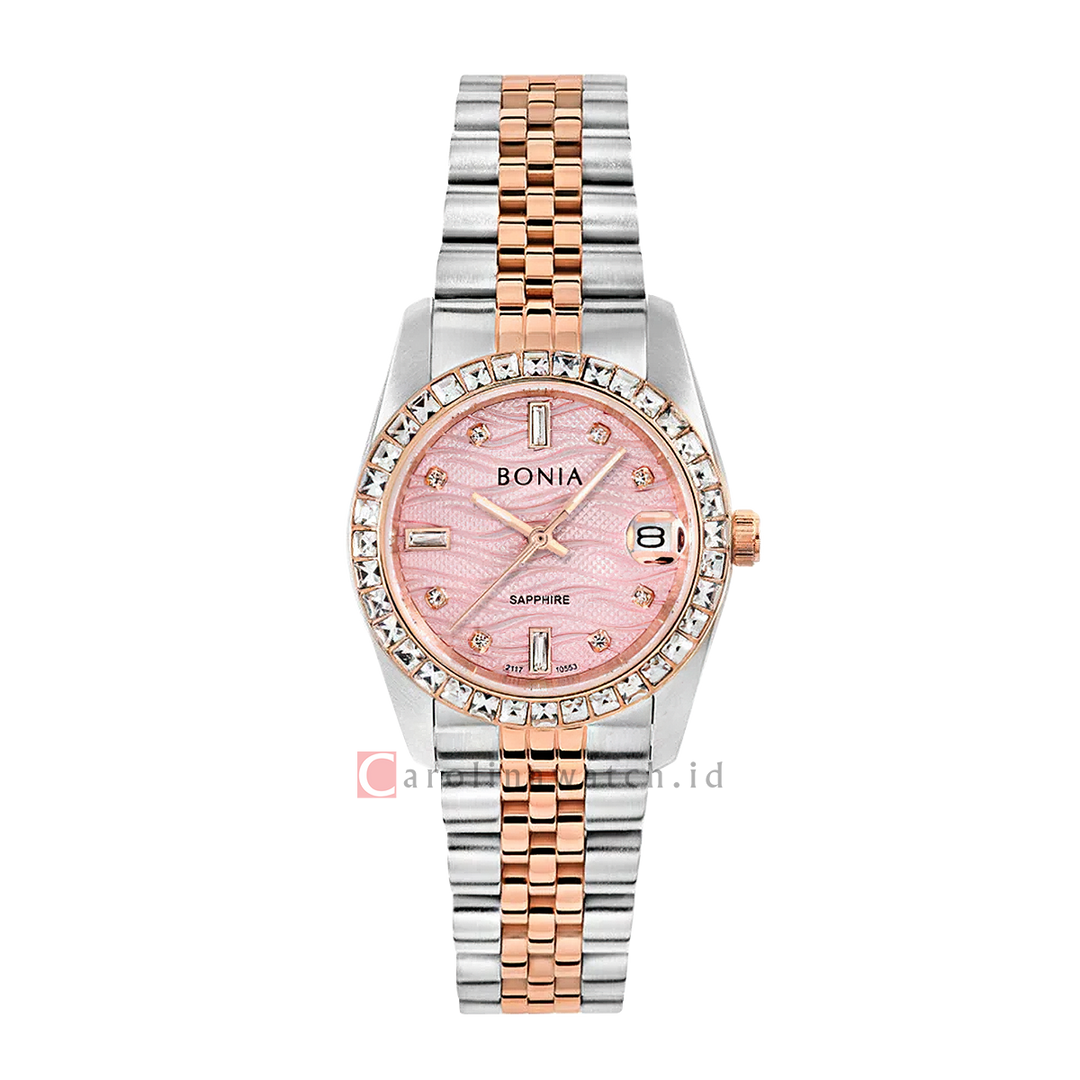 Jam Tangan BONIA B10553-3677S Women Pink Dial Dual Tone Stainless Steel Strap