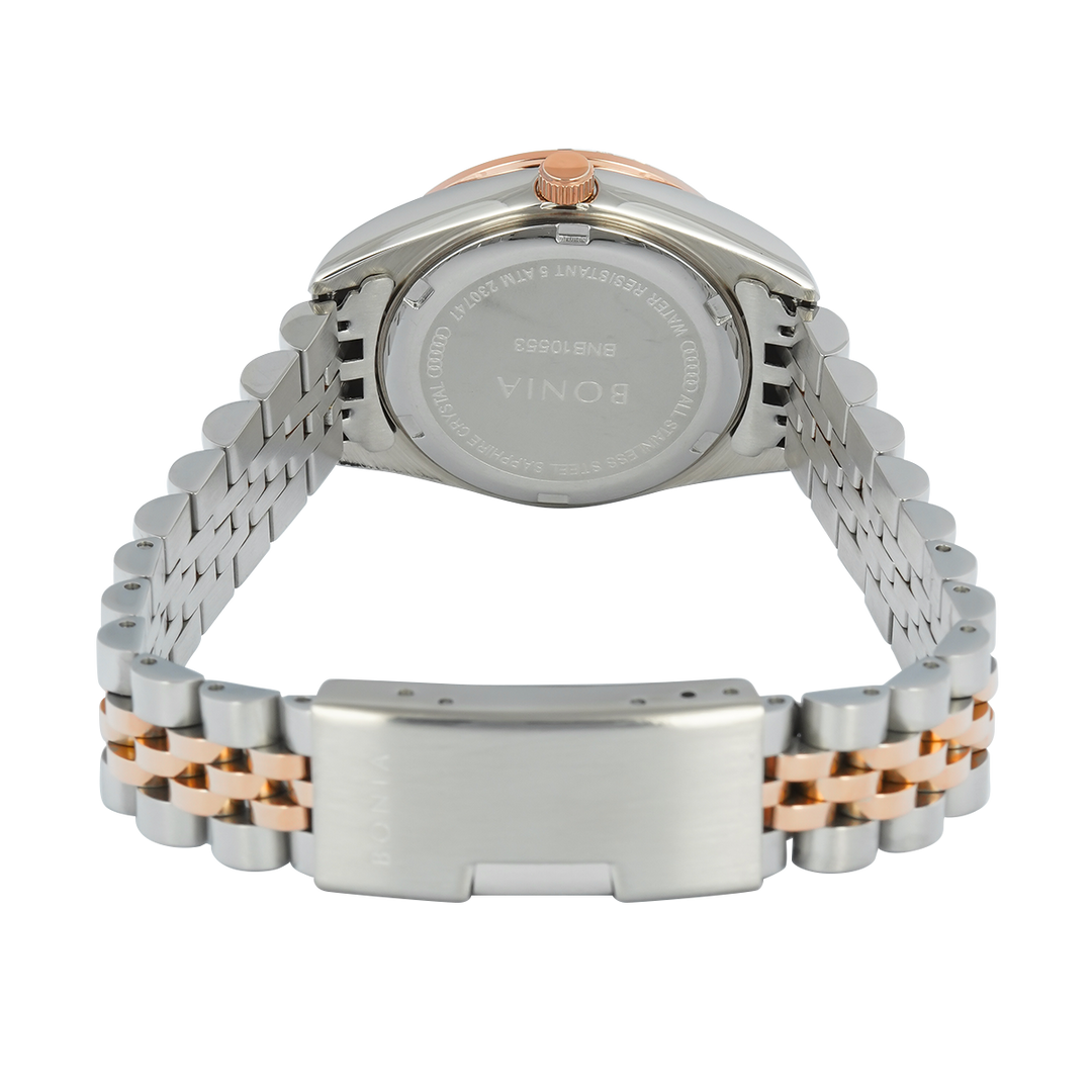 Jam Tangan BONIA B10553-4697S Women Noble Green Dial Dual Tone Stainless Steel Strap