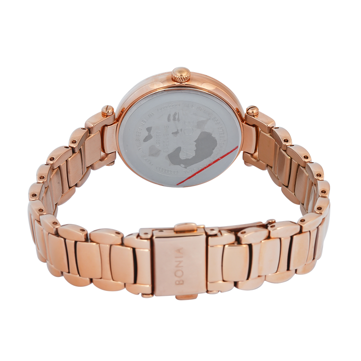 Jam Tangan BONIA Cristallo B10610-2555S Women Silver Dial Rose Gold Stainless Steel Strap