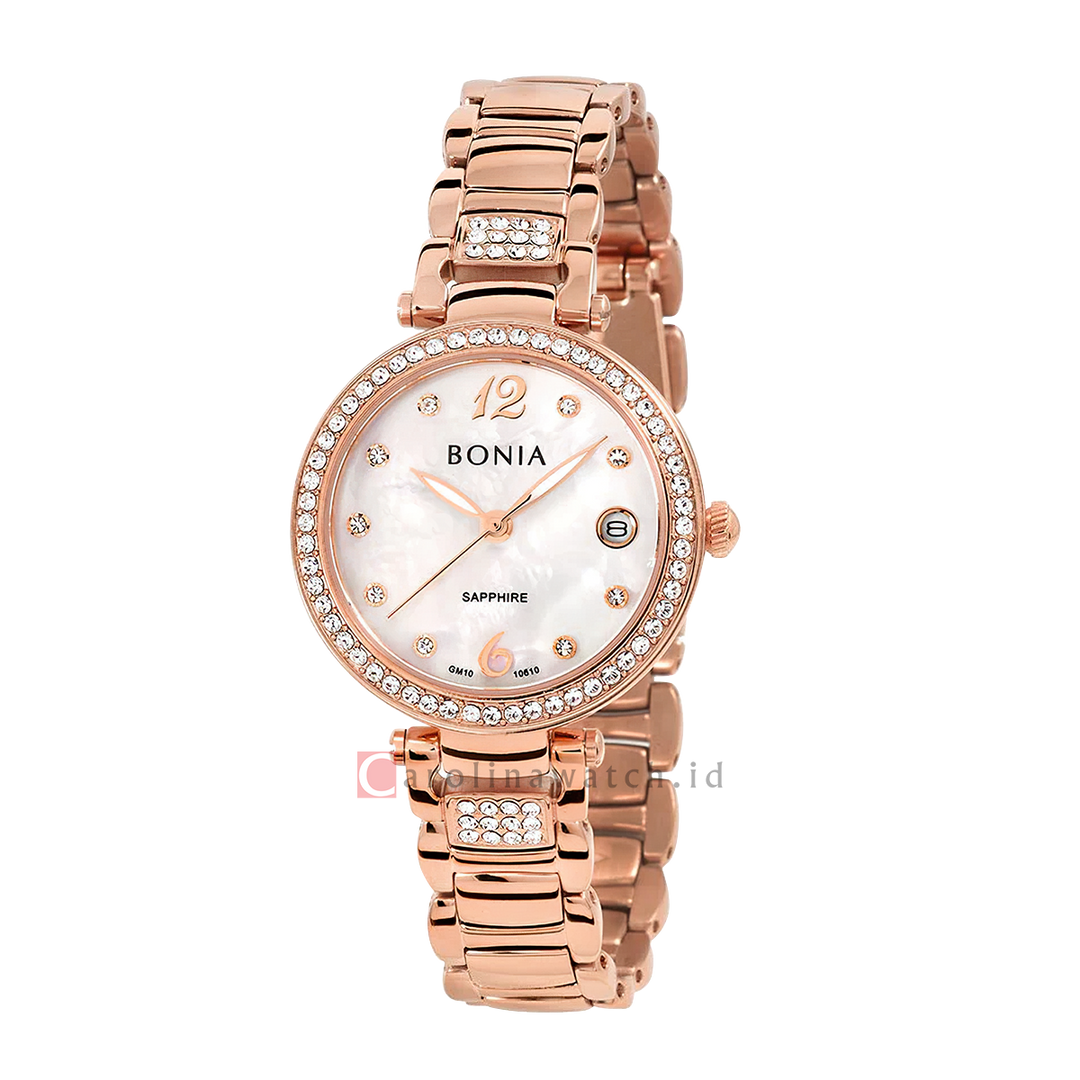 Jam Tangan BONIA Cristallo B10610-2555S Women Silver Dial Rose Gold Stainless Steel Strap