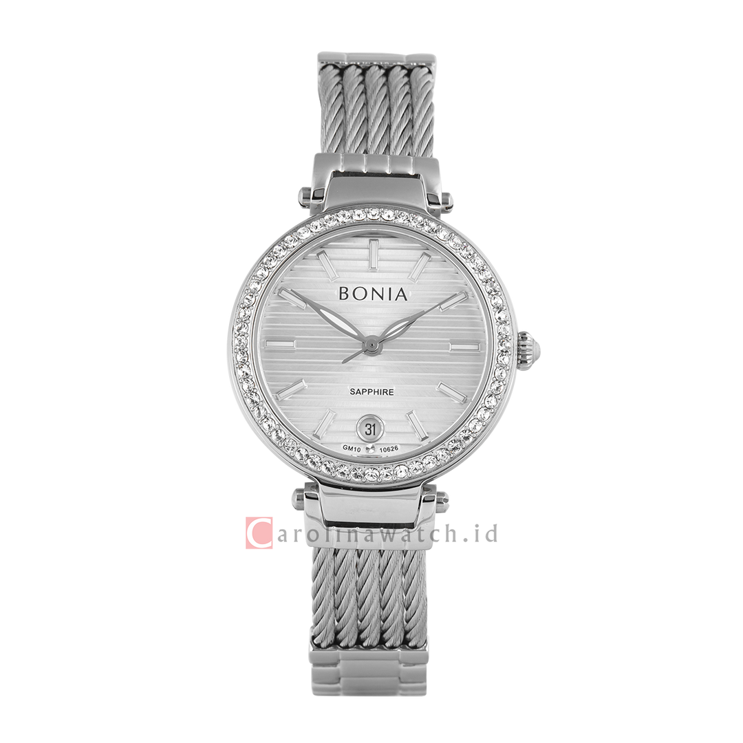 Jam Tangan BONIA B10626-2382SSN Women Silver White Dial Stainless Steel Strap