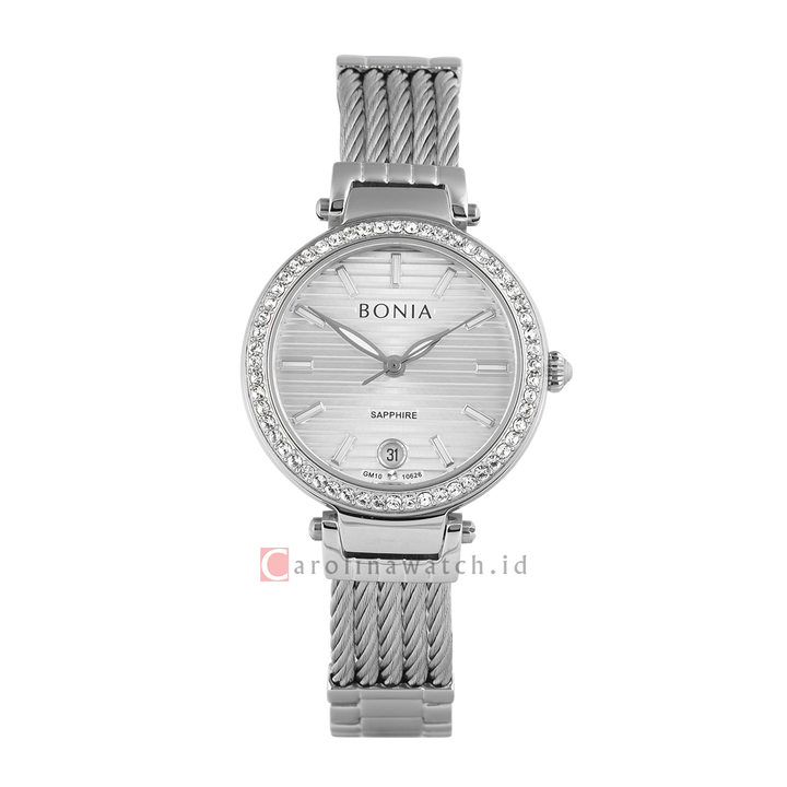 Jam Tangan BONIA B10626-2382SSN Women Silver White Dial Stainless Steel Strap