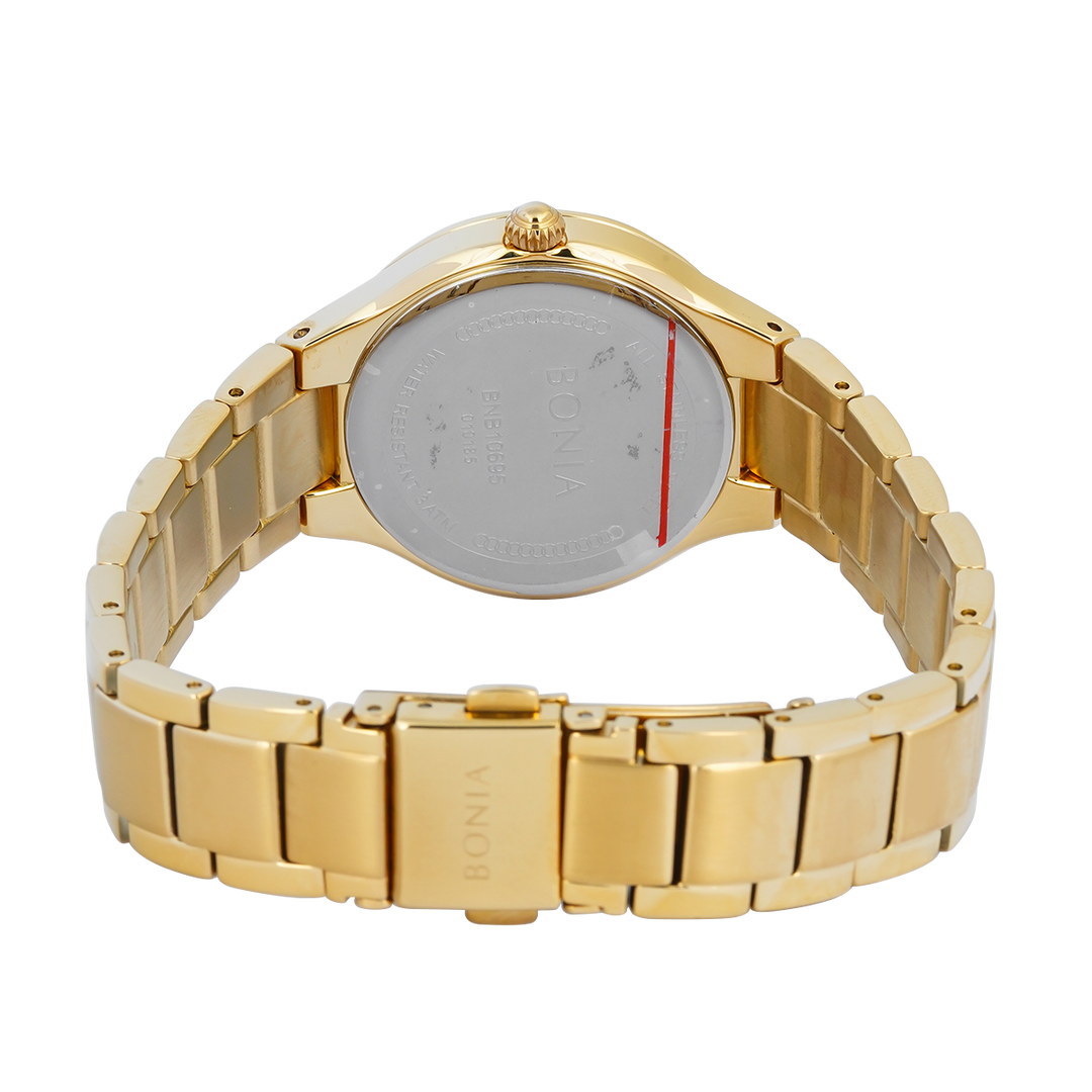 Jam Tangan BONIA Elegance B10695-2217S Women Silver Dial Gold Stainless Steel Strap