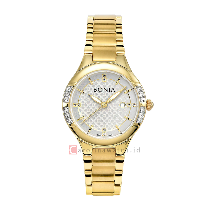 Jam Tangan BONIA Elegance B10695-2217S Women Silver Dial Gold Stainless Steel Strap