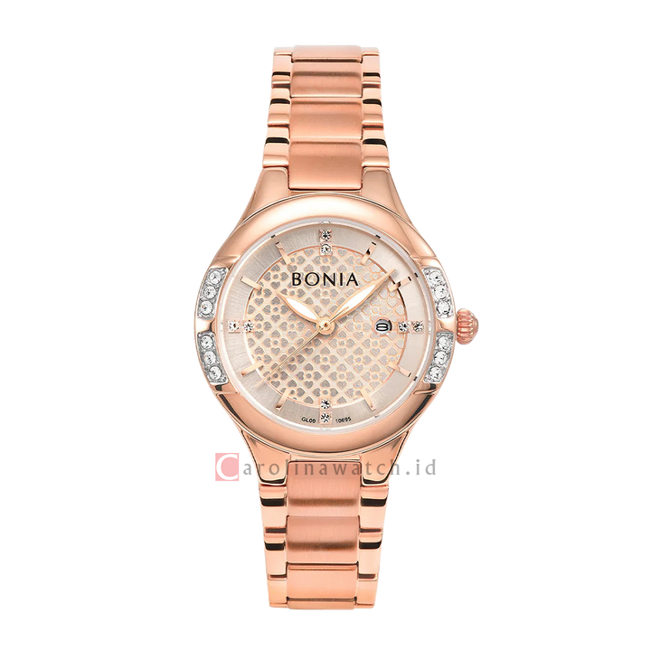 Jam Tangan BONIA Elegance B10695-2577S Women Rose Gold Dial Rose Gold Stainless Steel Strap