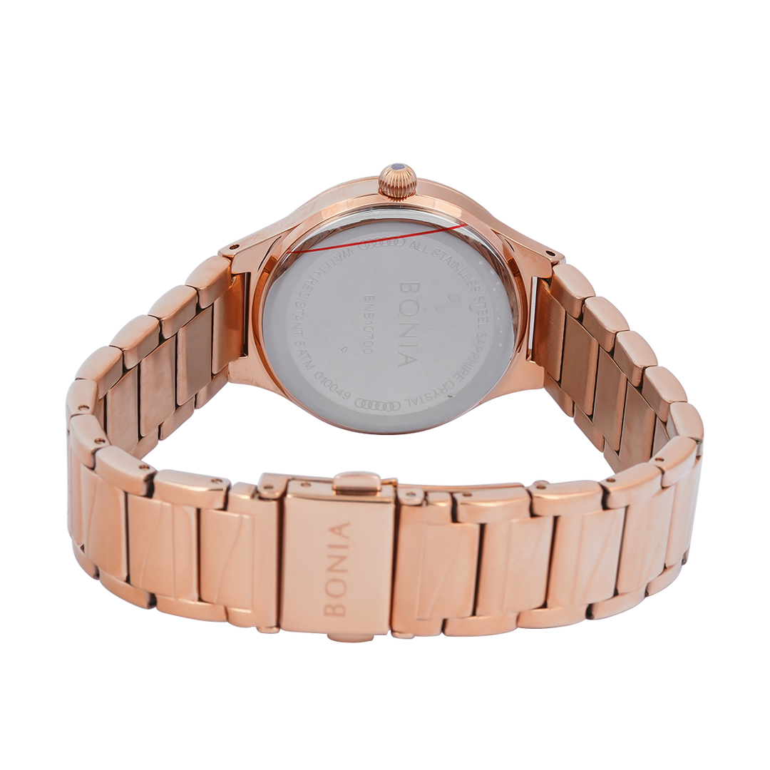 Jam Tangan BONIA Elegance B10700-2513S Women Silver Dial Rose Gold Stainless Steel Strap