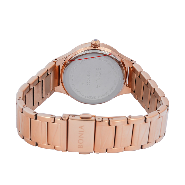 Jam Tangan BONIA Elegance B10700-2513S Women Silver Dial Rose Gold Stainless Steel Strap