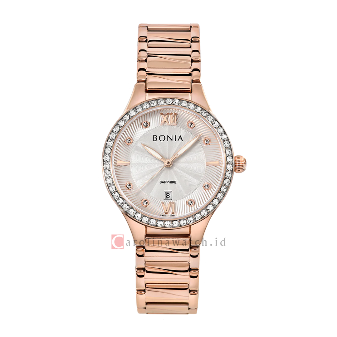 Jam Tangan BONIA Elegance B10700-2513S Women Silver Dial Rose Gold Stainless Steel Strap