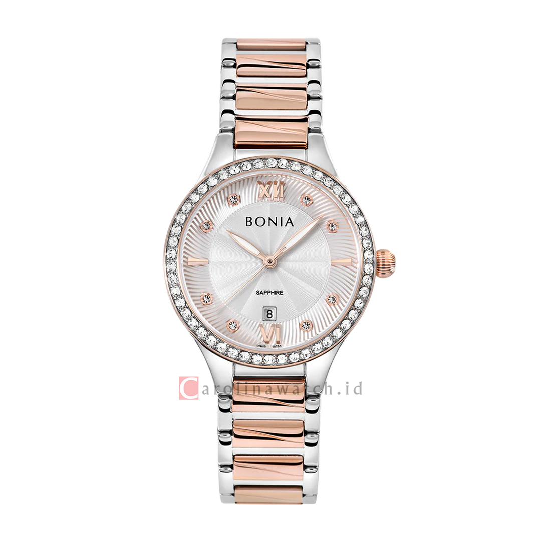 Jam Tangan BONIA Elegance B10700-2613S Women Silver Dial Dual Tone Stainless Steel Strap