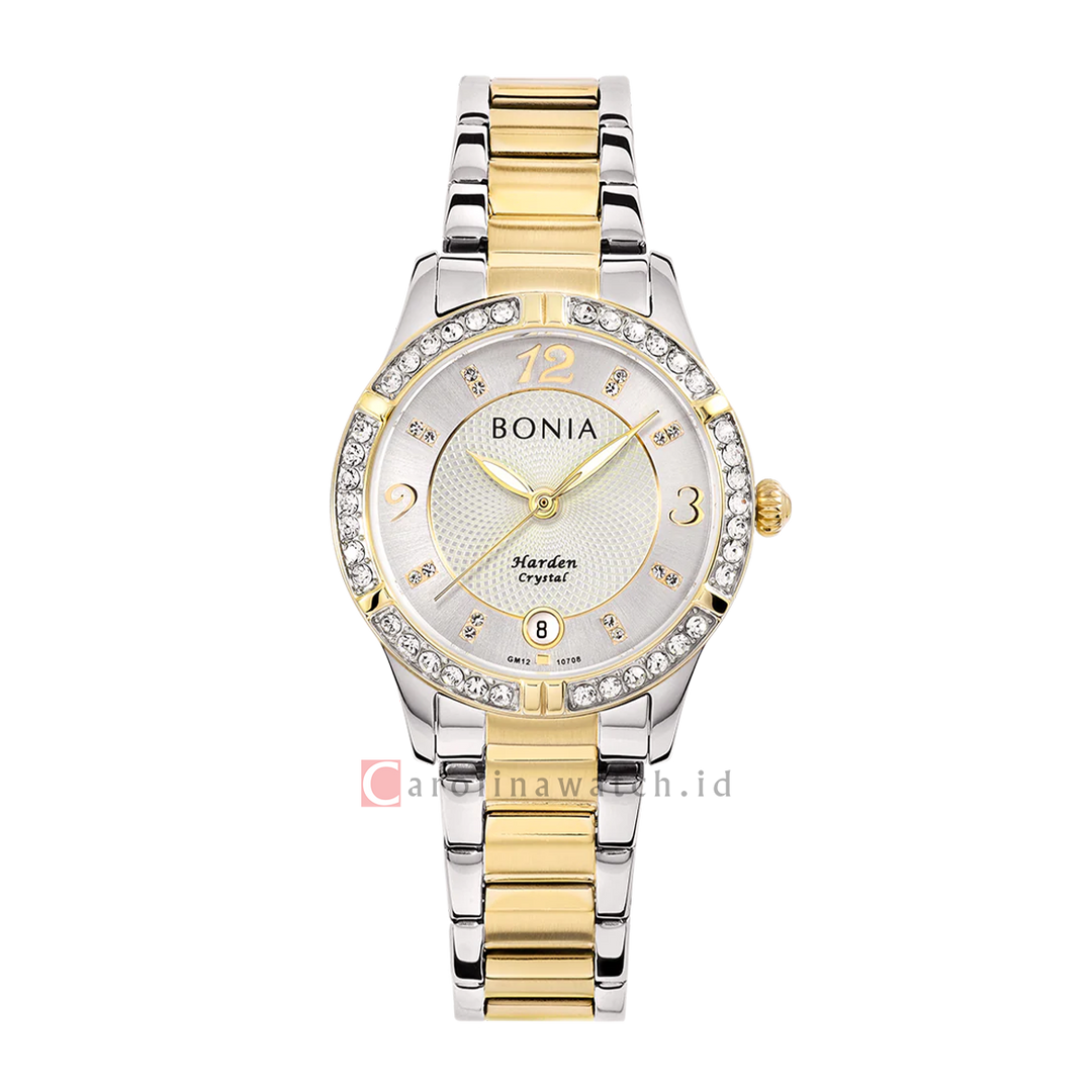 Jam Tangan BONIA Elegance B10708-2115S Women Silver Dial Dual Tone Stainless Steel Strap