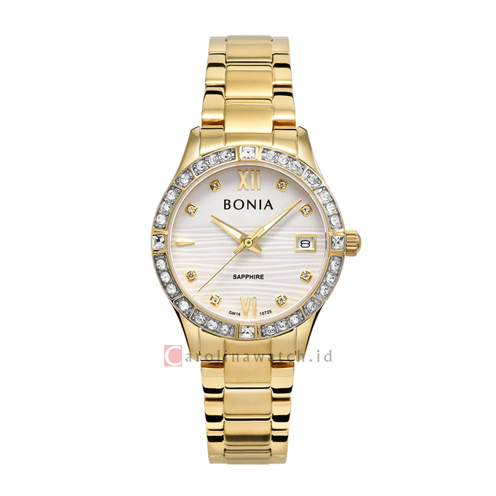 Jam Tangan BONIA Elegance B10725-2213S Women Silver Dial Gold Stainless Steel Strap