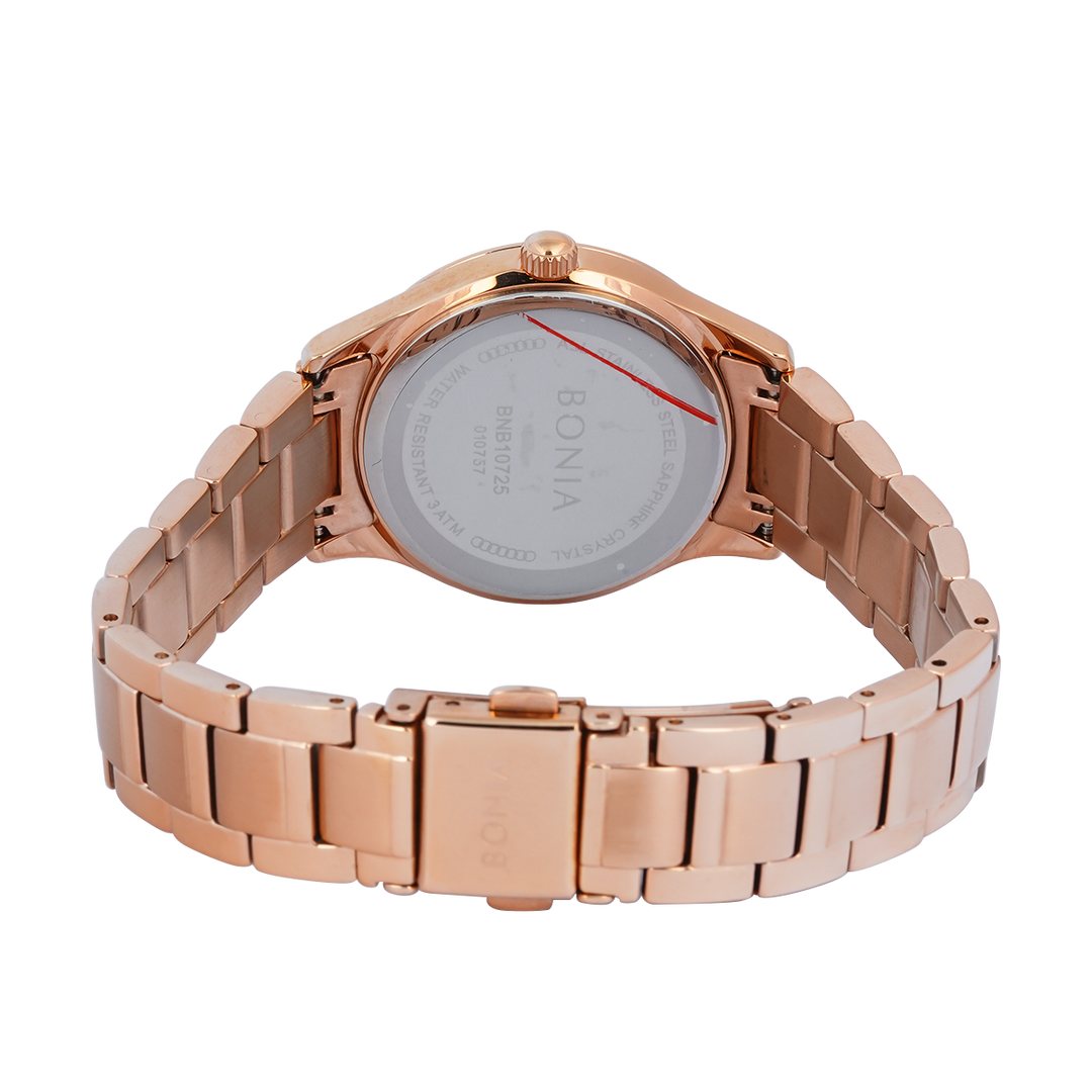 Jam Tangan BONIA Elegance B10725-2513S Women Silver Dial Rose Gold Stainless Steel Strap