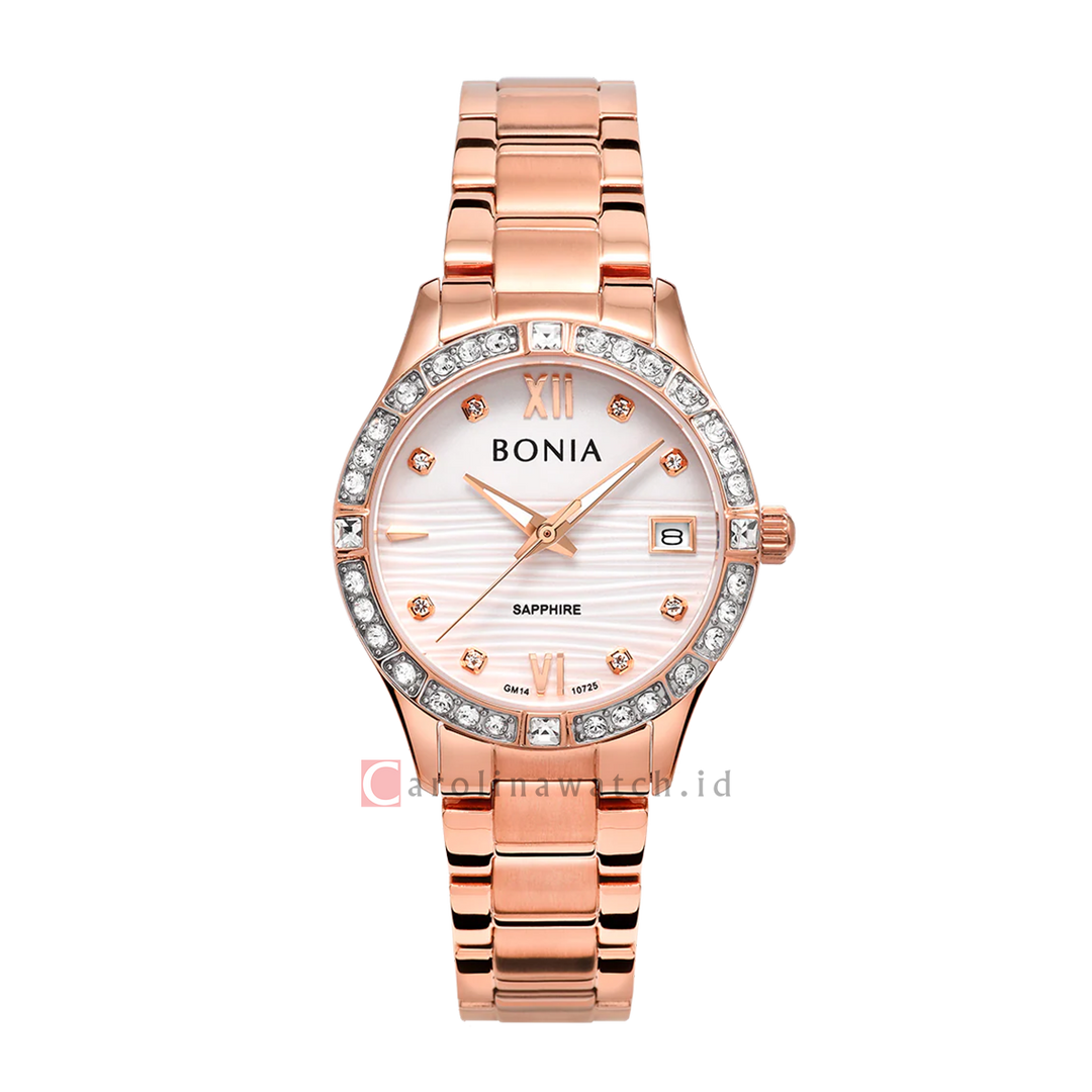 Jam Tangan BONIA Elegance B10725-2513S Women Silver Dial Rose Gold Stainless Steel Strap