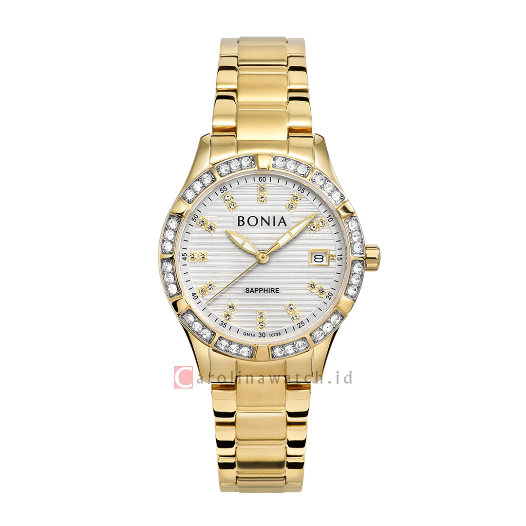 Jam Tangan BONIA Elegance B10738-2217S Women Silver Dial Gold Stainless Steel Strap