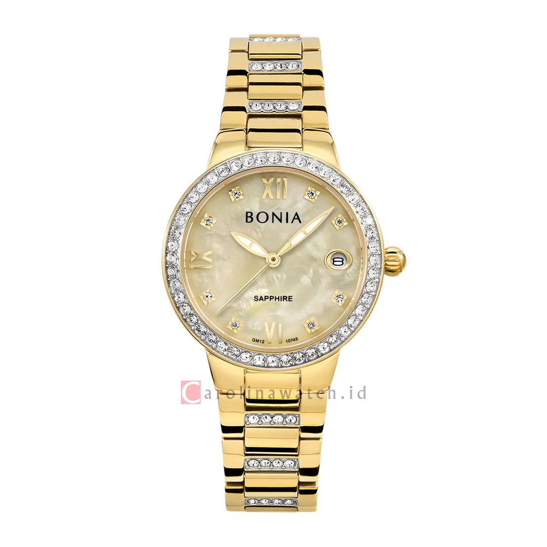 Jam Tangan BONIA Elegance B10743-2223S Women Analog Dial Gold Stainless Steel Strap