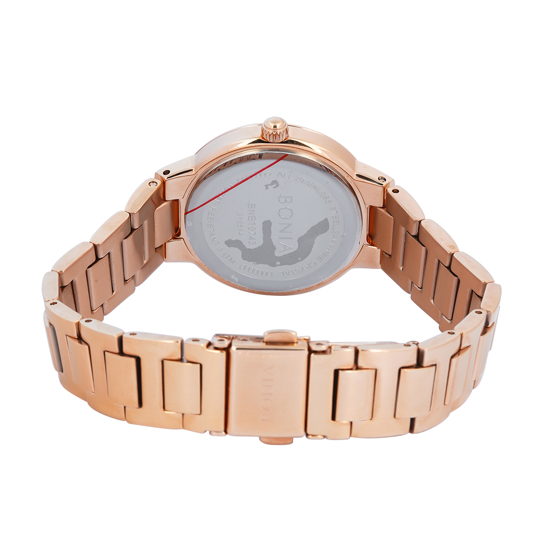 Jam Tangan BONIA Elegance B10743-2573S Women Analog Dial Rose Gold Stainless Steel Strap