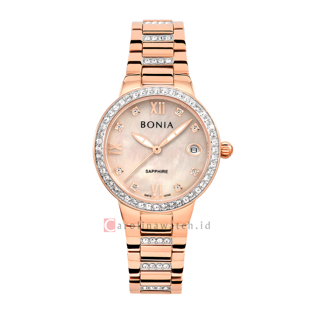 Jam Tangan BONIA Elegance B10743-2573S Women Analog Dial Rose Gold Stainless Steel Strap