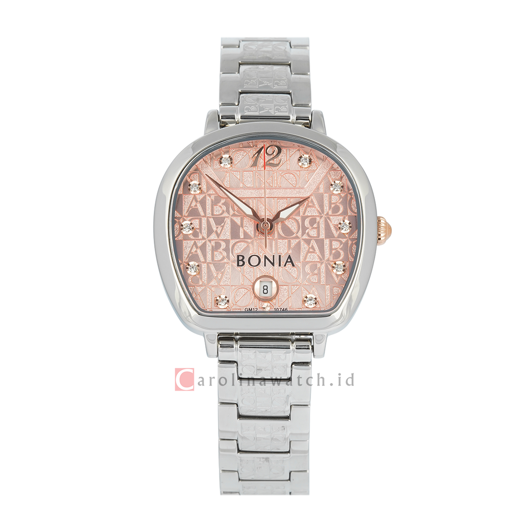 Jam Tangan BONIA B10746-2375 Women Monogram Analog Dial Stainless Steel Strap