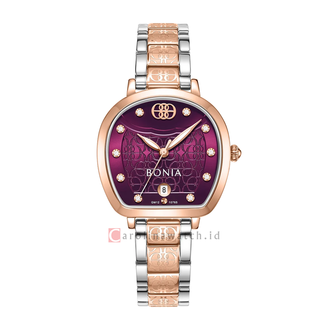 Jam Tangan BONIA Sonia B10765-2667 Women Wine Dial Dual Tone Stainless Steel Strap