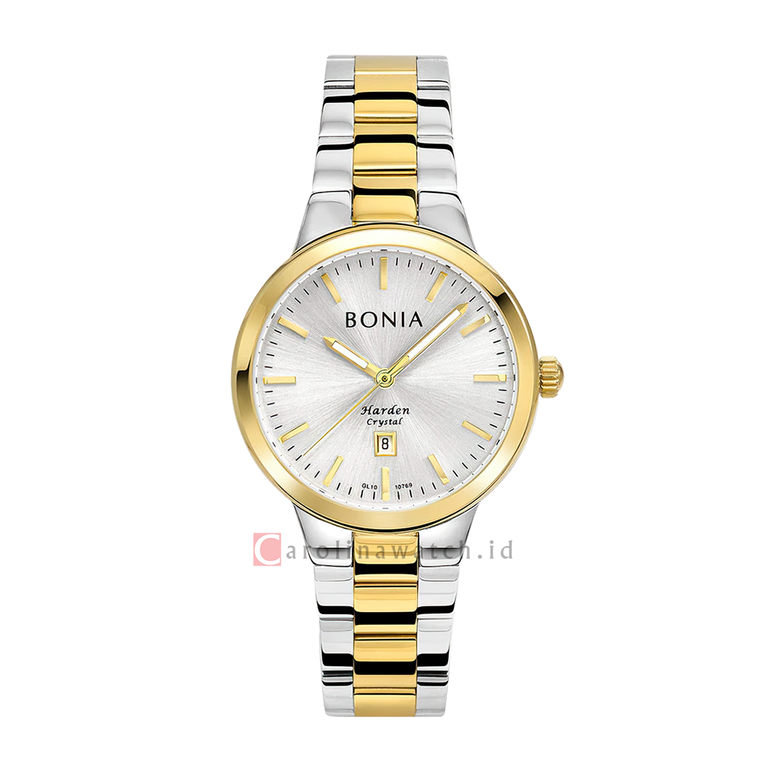 Jam Tangan BONIA Elegance B10769-2112 Women Silver Dial Dual Tone Stainless Steel Strap