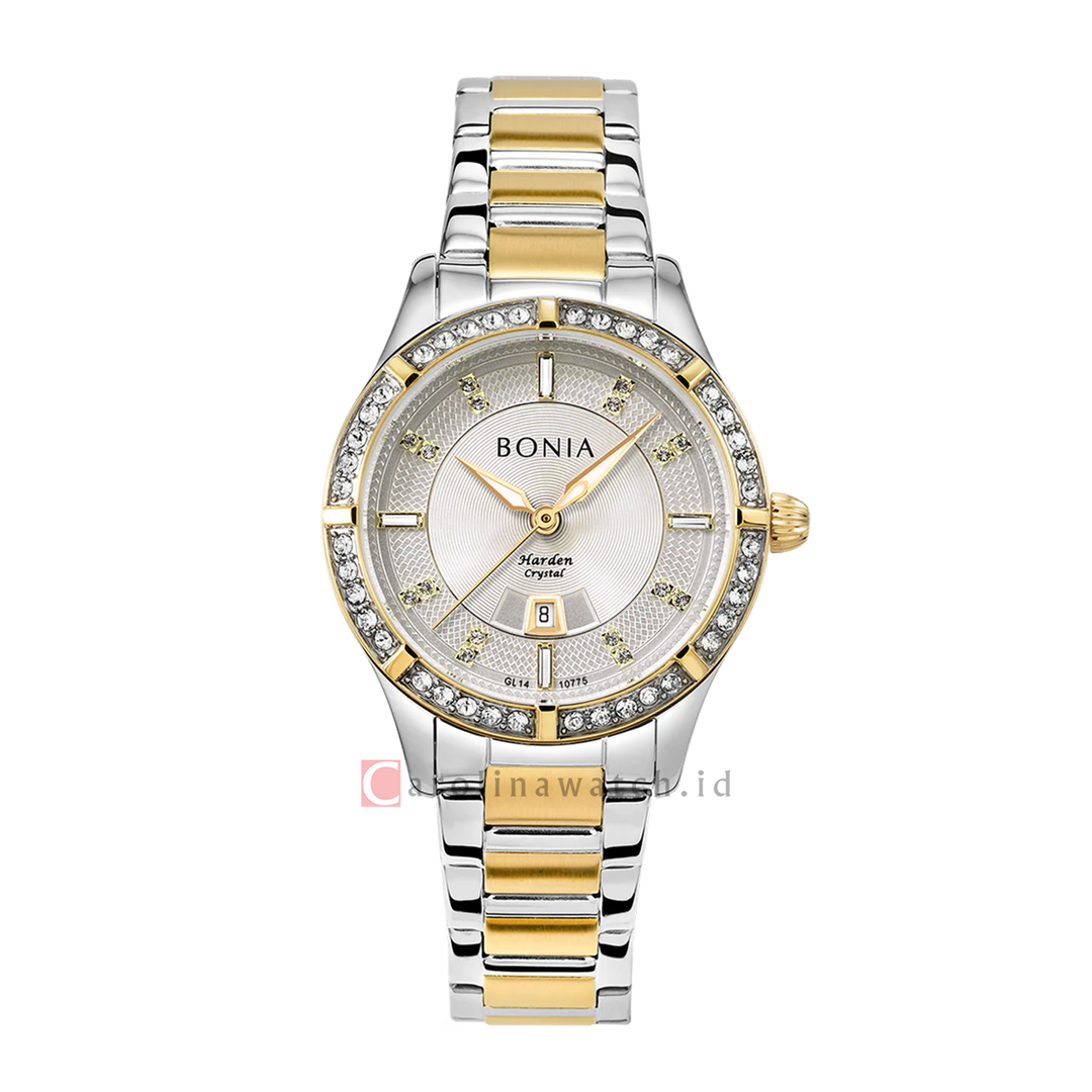 Jam Tangan BONIA Elegance B10775-2117S Women Silver Dial Dual Tone Stainless Steel Strap