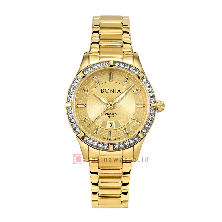 Jam Tangan BONIA Elegance B10775-2227S Women Gold Dial Gold Stainless Steel Strap