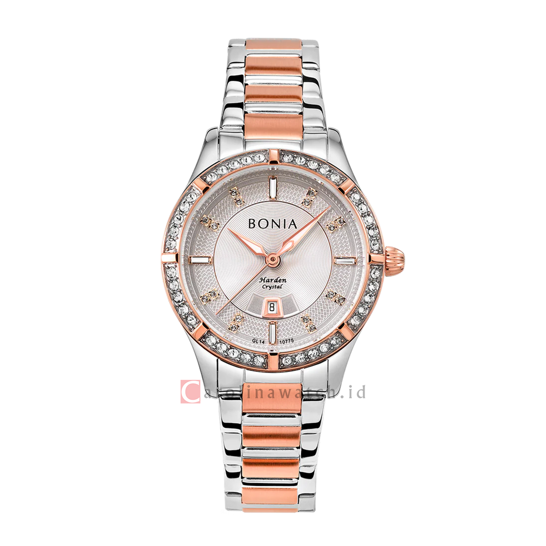 Jam Tangan BONIA Elegance B10775-2617S Women Silver Dial Dual Tone Stainless Steel Strap