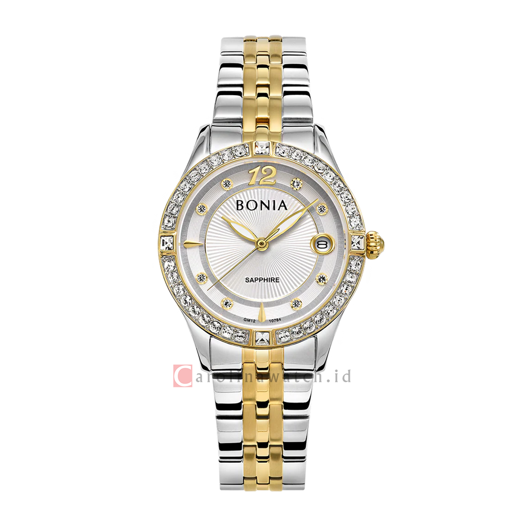 Jam Tangan BONIA Elegance B10784-2115S Women Silver Dial Dual Tone Stainless Steel Strap