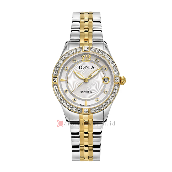 Jam Tangan BONIA Elegance B10784-2115S Women Silver Dial Dual Tone Stainless Steel Strap